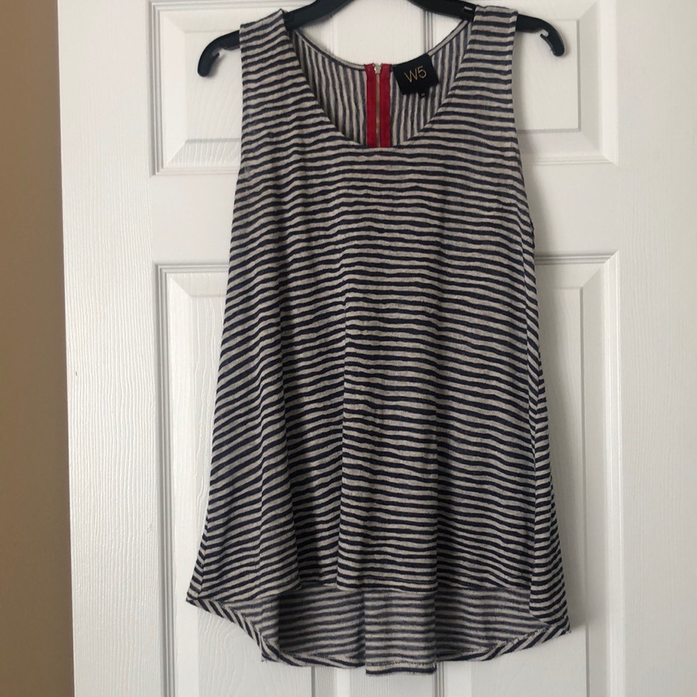 Blue and white stripe high low tank